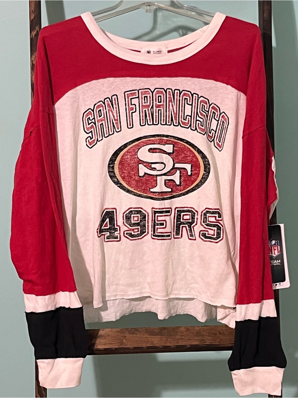 47 Brand San Francisco 49ers Colorblock Long Sleeve Tee - Red, White & Black